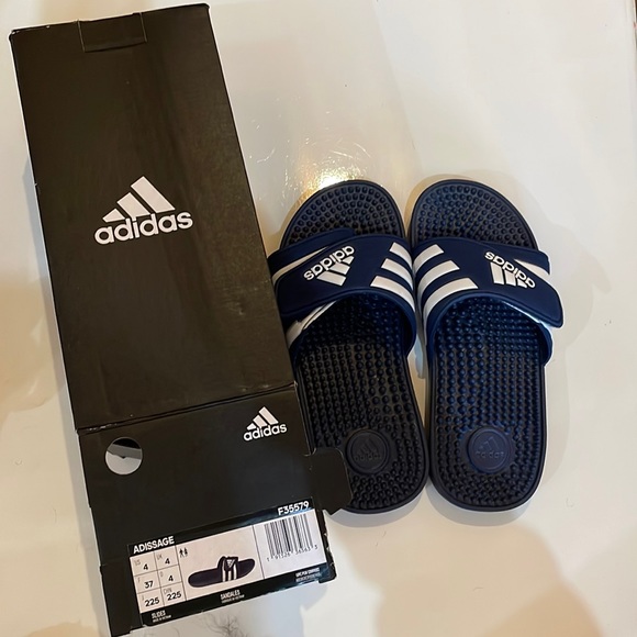 Brand New Dark Blue Adissage Slides by Adidas; Sandals Massage Sandal - Picture 1 of 4